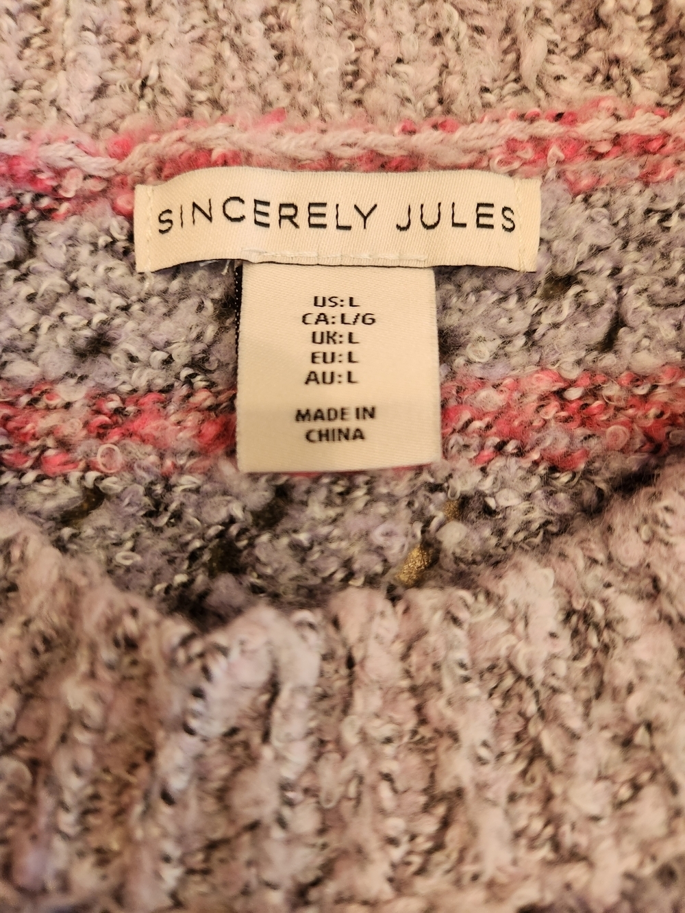 Sincerely Jules Patchwork Floral Knit Bell Sleeve Sweater Sz L Relaxed Boxy Fit - Picture 8 of 11